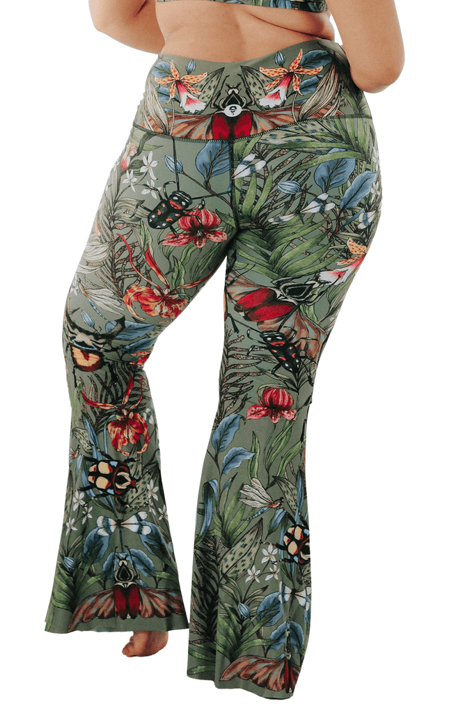 Green Thumb Printed Bell Bottoms Plus Size