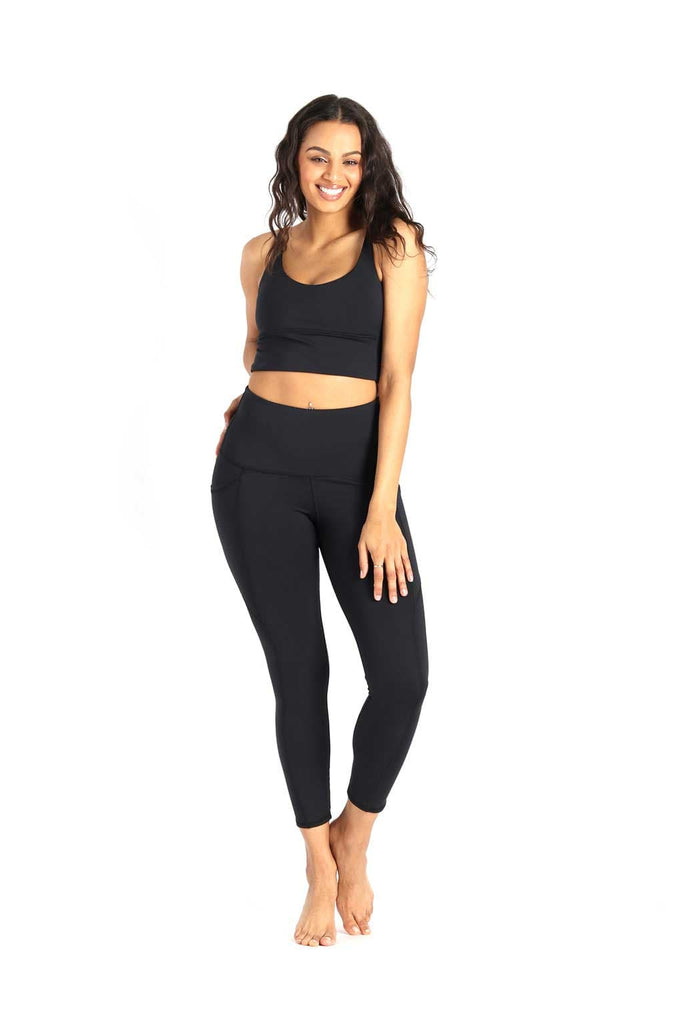 7/8 Boundless Legging with Pockets in Jet Black Full Front View
