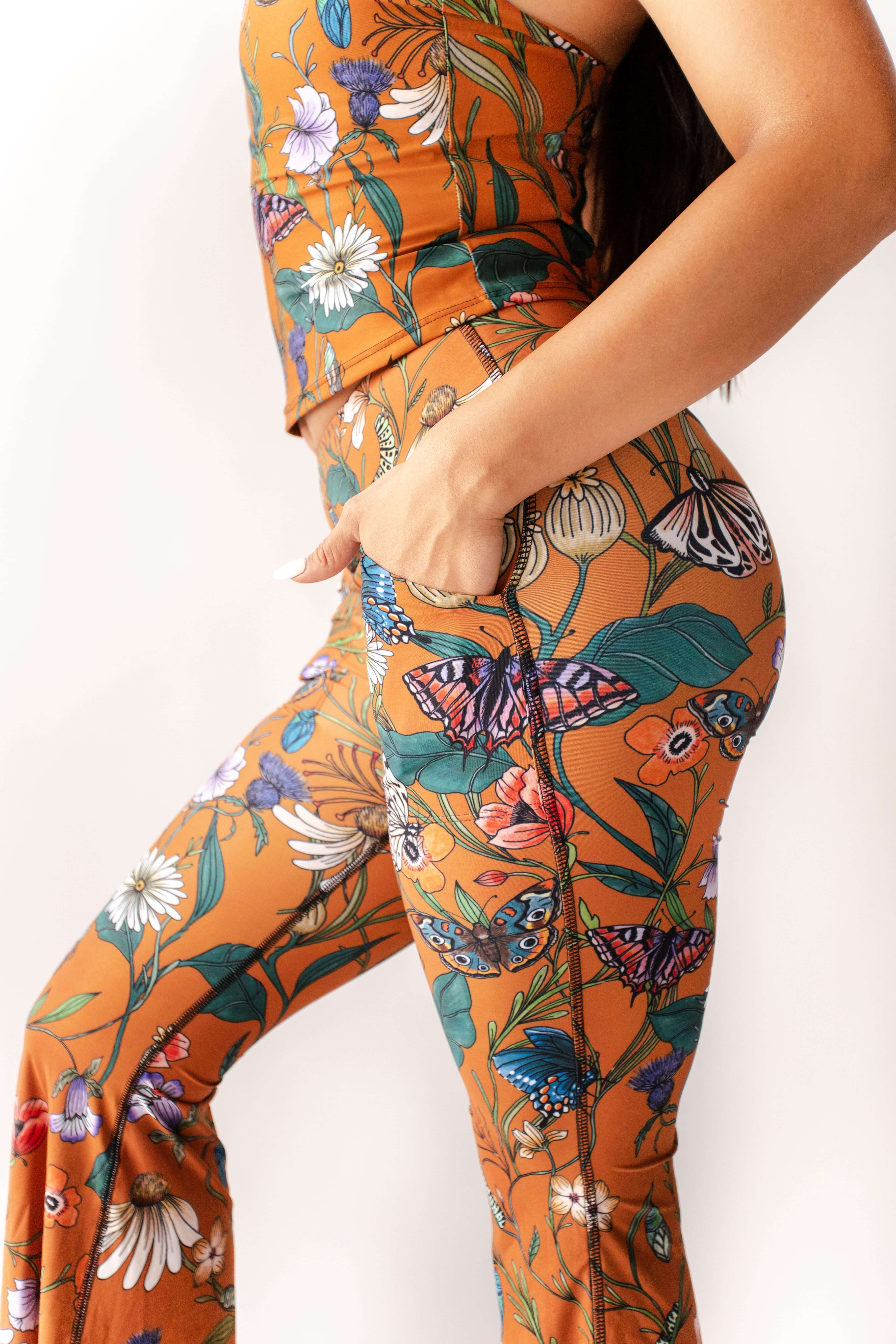 Orange Floral Embroidered Bell Bottom Pants Design by Capisvirleo at  Pernia's Pop Up Shop 2024