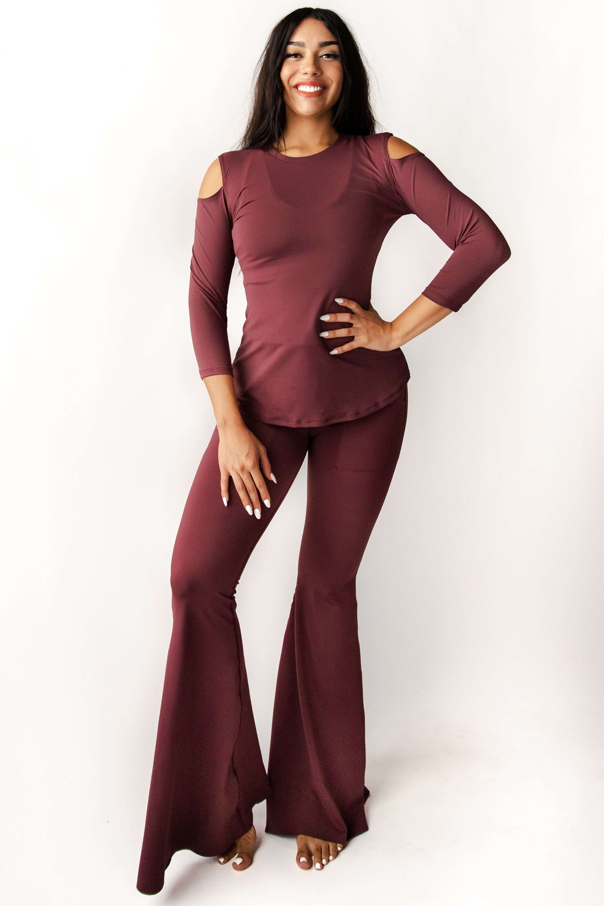 Bell Bottoms 2.0 in Maroon | Yoga Democracy