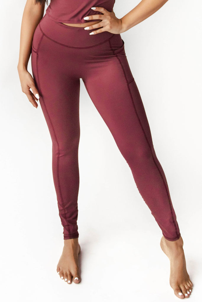 Non Stop Legging in Maroon front
