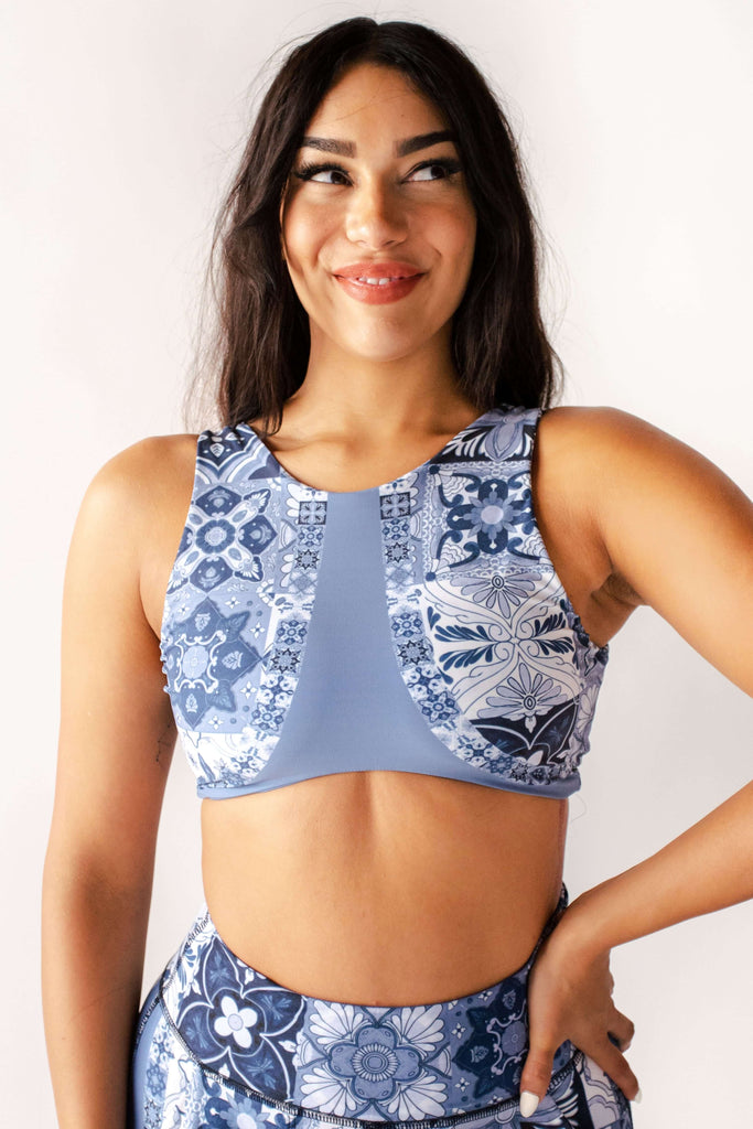 Reversible Twist Top in Mosaic In Blue front