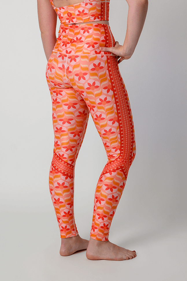 Peach Out Printed Yoga Leggings close up