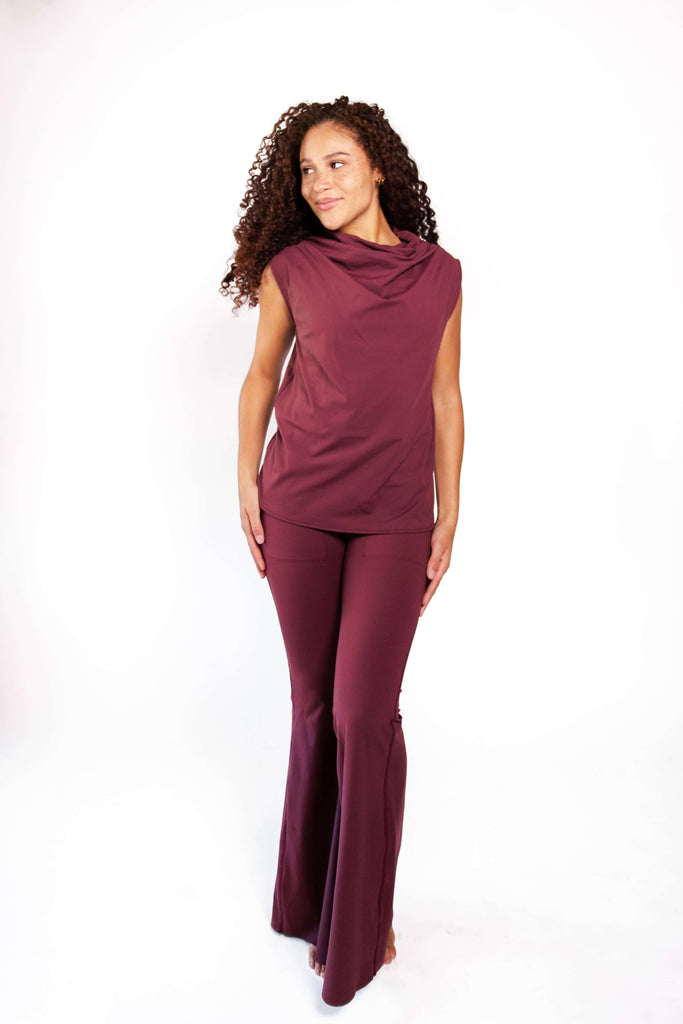 Goddess Cowl Tank in Maroon front