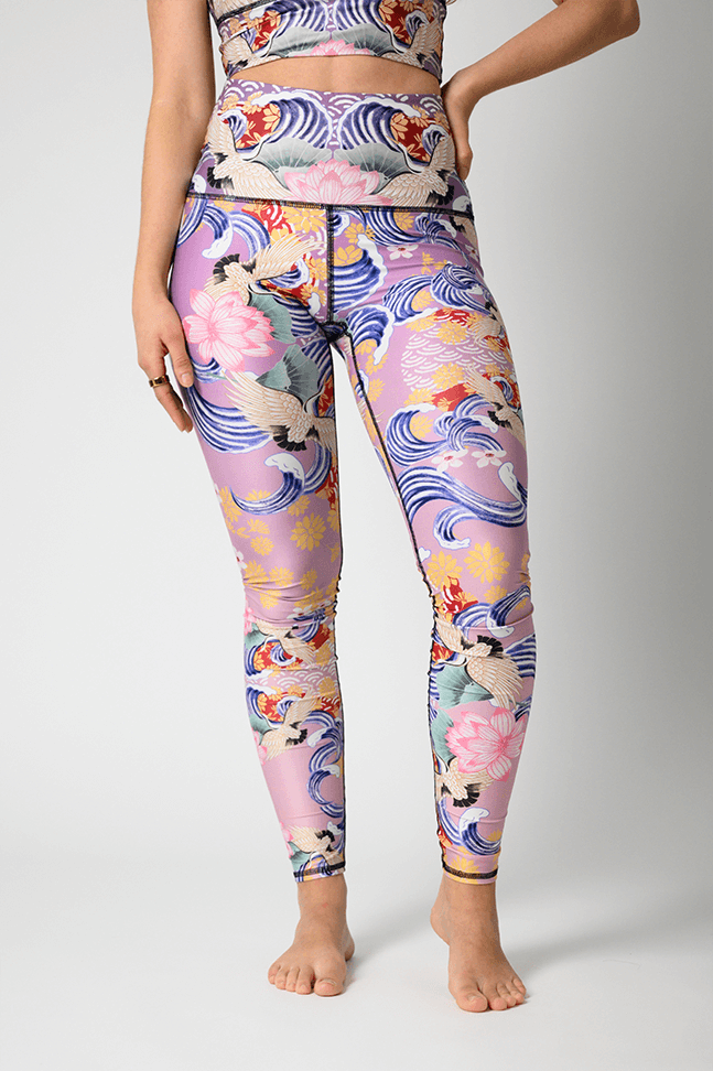 Zen Water Garden Printed Yoga Leggings front