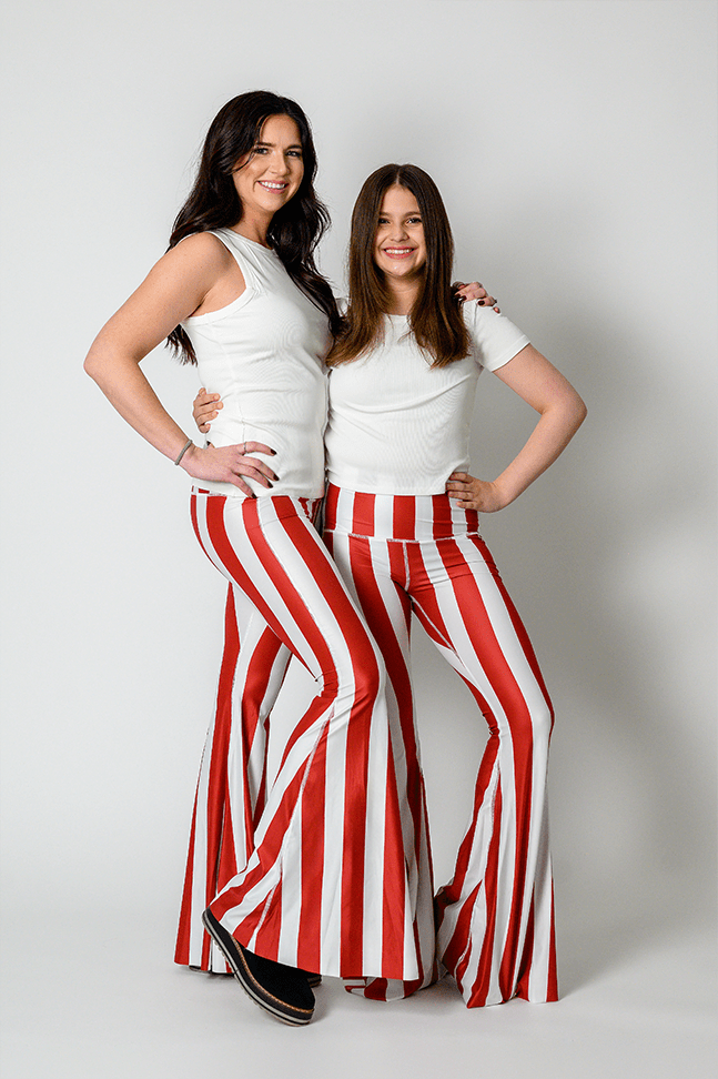 candy stripe bell bottoms double