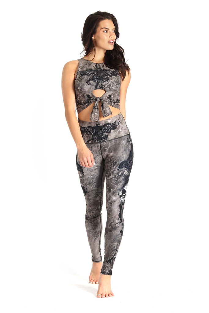 The Raven Printed Yoga Leggings Front View