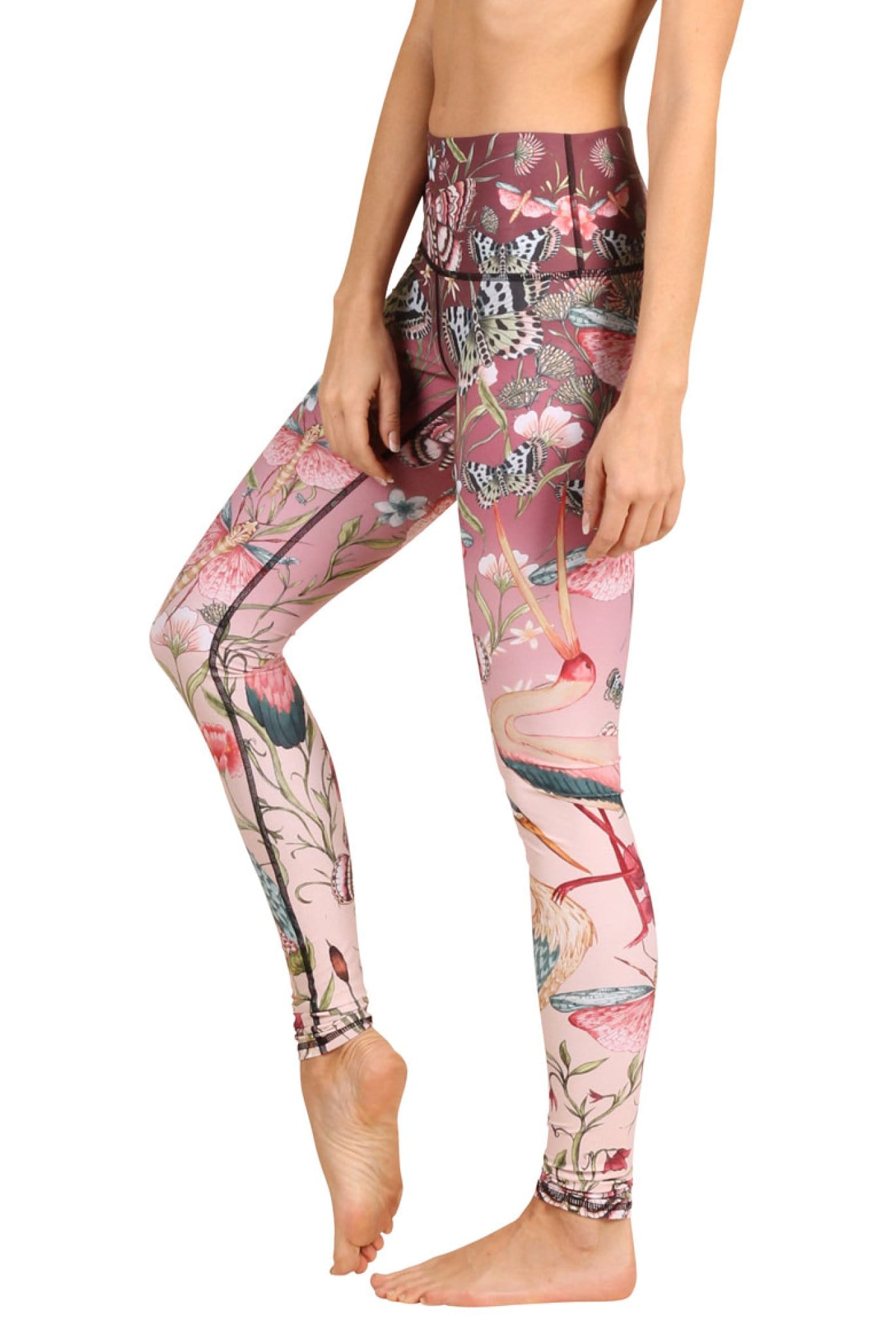 Floral Yoga Pants Booty Push up Pink Printed Leggings Flowers Watercolor  Sportswear Women Activewear Pattern Tights Shaping Sculpting Gym -   Canada