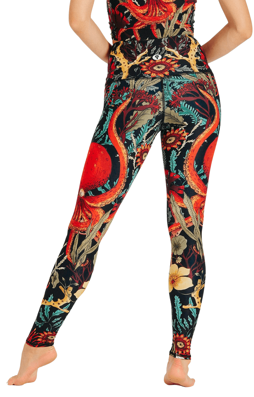 Mipaws Women's High Waisted Floral Coral Yoga Leggings Size M