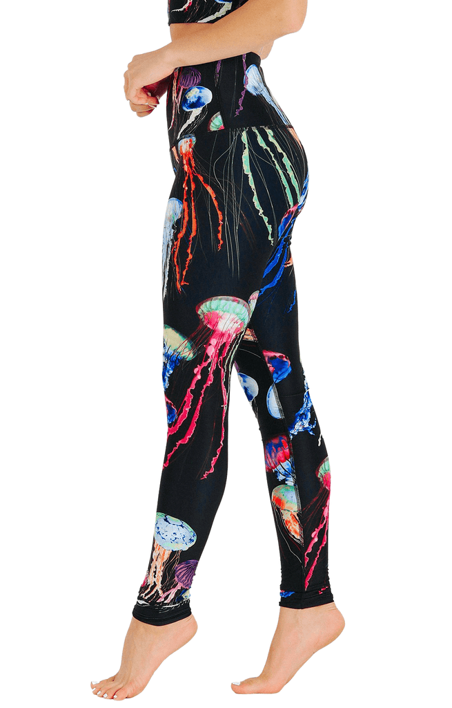 Electric Flow Printed Yoga Leggings Left Side