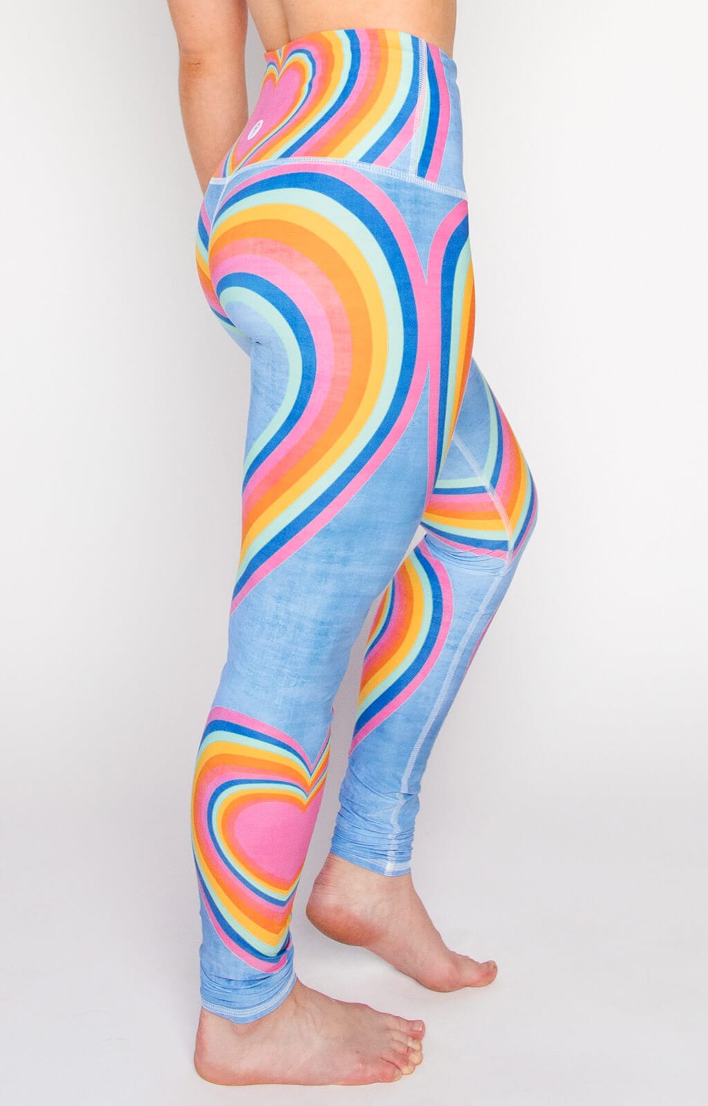 Retro Rainbow Eco-Friendly Women's Yoga Crop Leggings