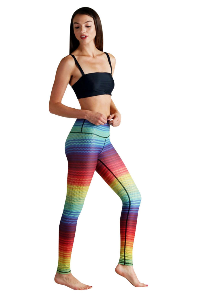 Yoga Democracy Leggings Rainbow Stripe Printed Yoga Leggings