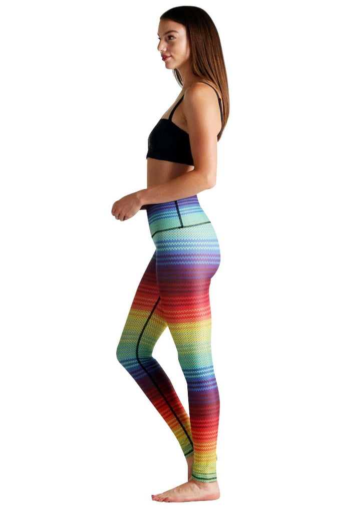 Yoga Democracy Leggings Rainbow Stripe Printed Yoga Leggings