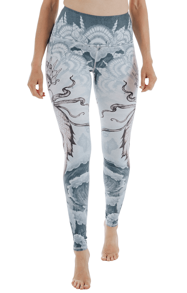 Sea Goddess Printed Yoga Leggings Front