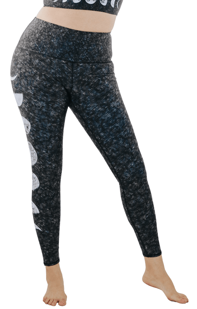 Just a Dark Moon Phase Printed Yoga Legging Plus Size Front