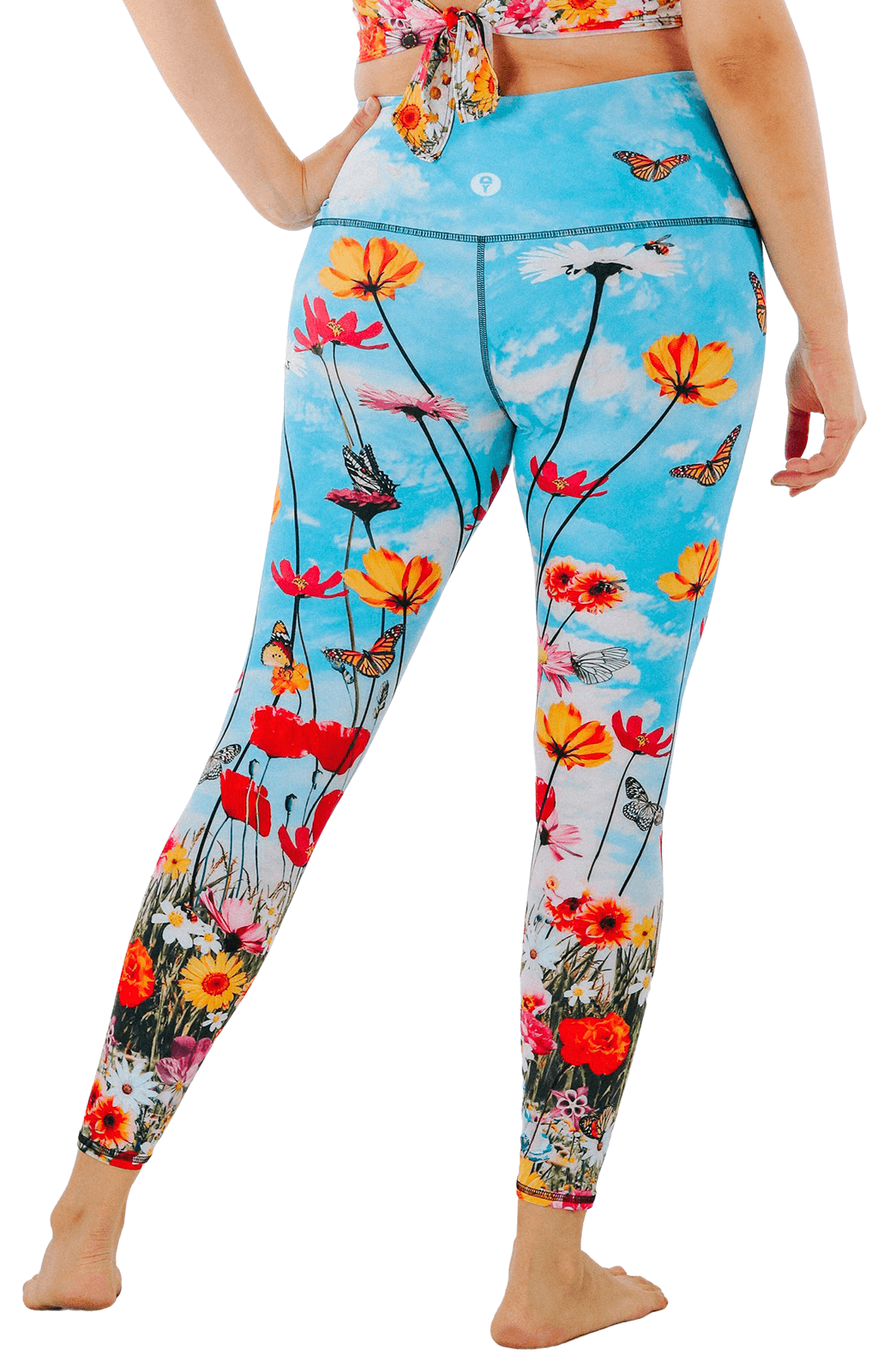 Be Present Kona Yoga Pants Crop Embroidered Lotus - Depop