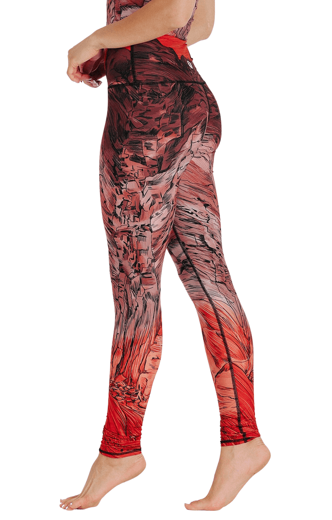 Red Rocks Printed Yoga Leggings Left Side