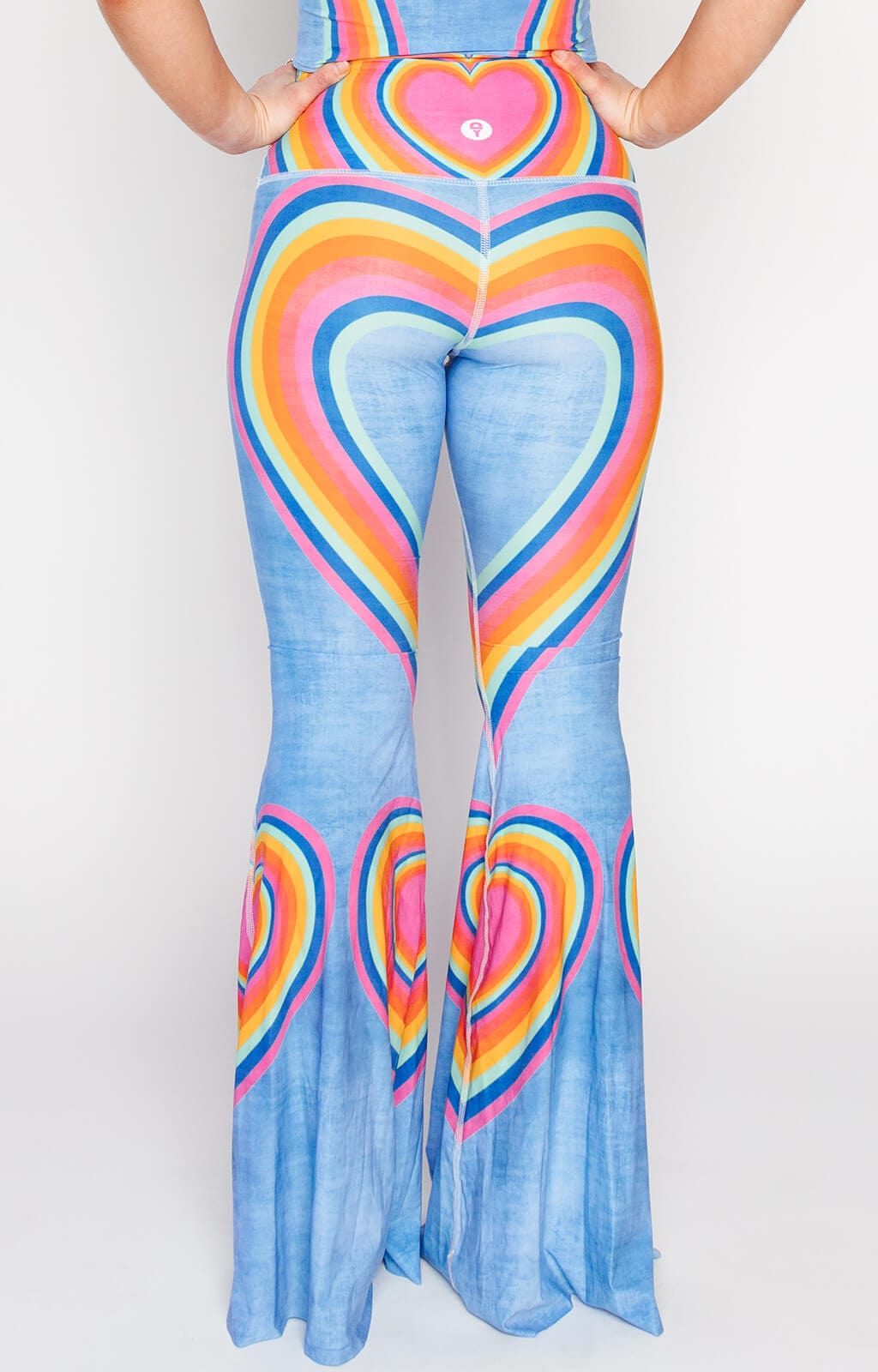 Rainbow Stripe Print Bell Bottom Flares Leggings With High Waist & Stretchy  Spandex Fit 151255 