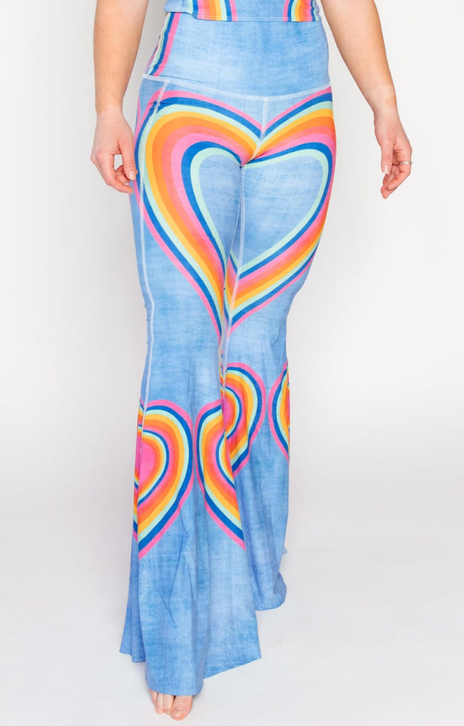 Rainbow Love Printed Bell Bottoms front