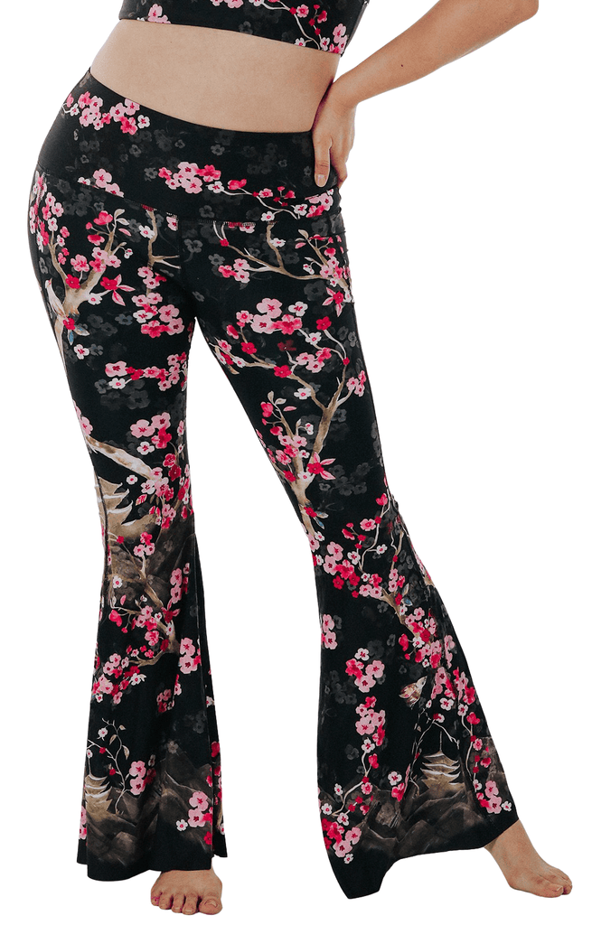Cherry Bloomin Printed Bell Bottoms Plus Size