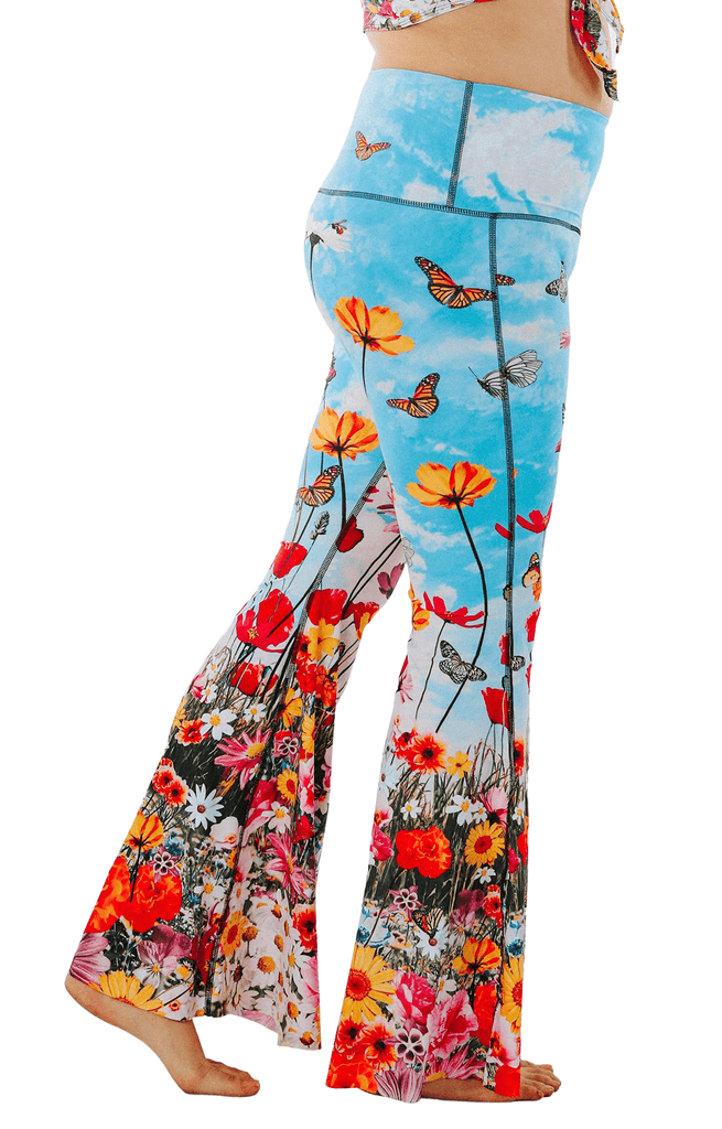 Flower Bomb Printed Bell Bottoms Plus Size