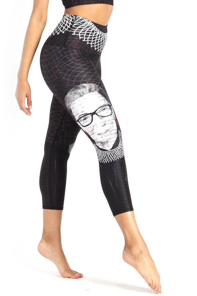 Notorious RBG Printed Yoga Crops Side View
