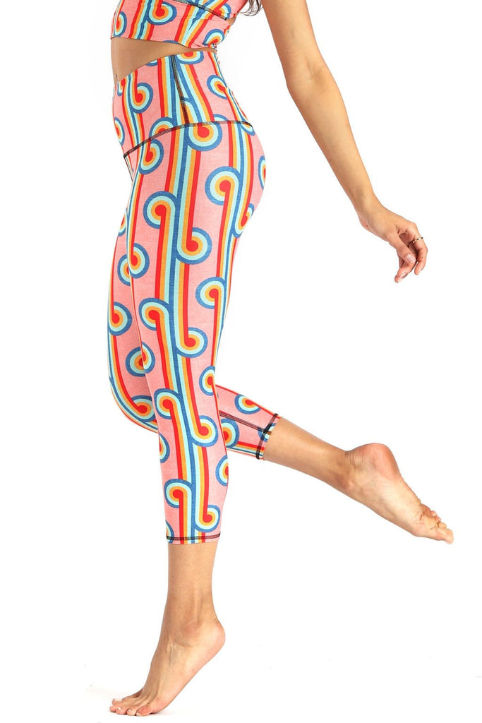 Rainbow Chaser Printed Yoga Crops Side View