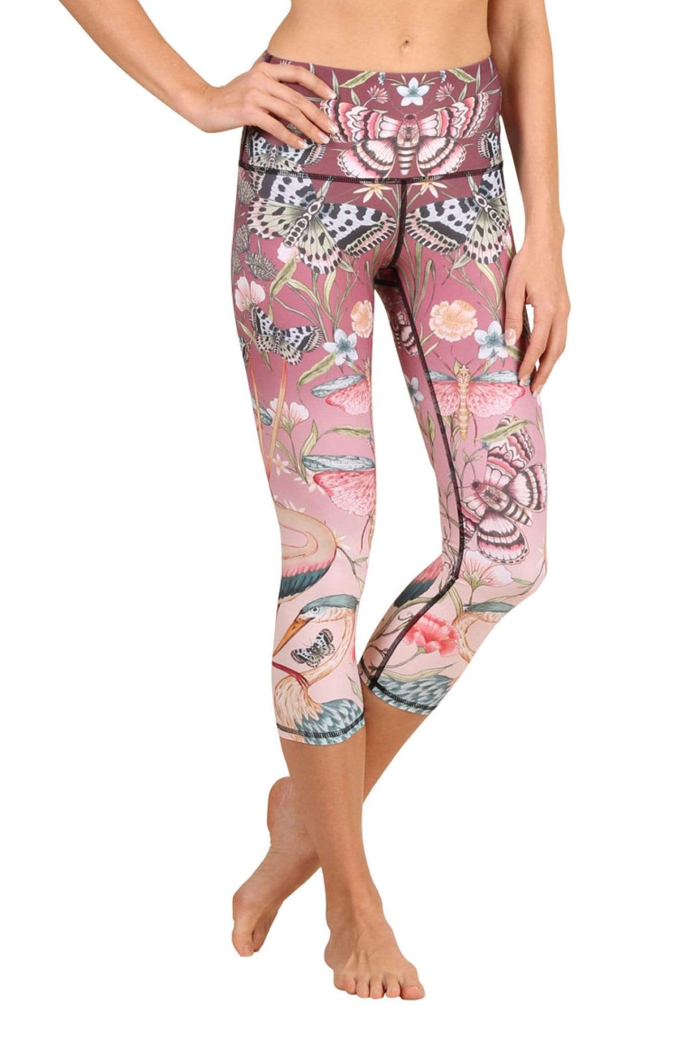 Pretty in Pink Printed Yoga Crops