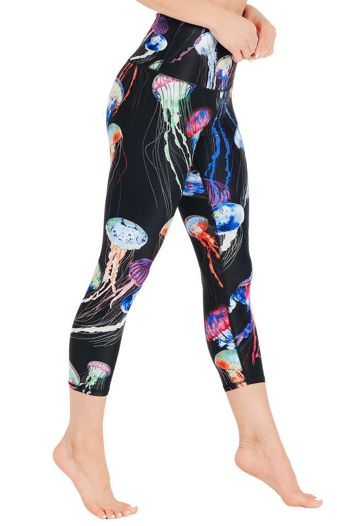 Electric Flow Printed Yoga Crops Left