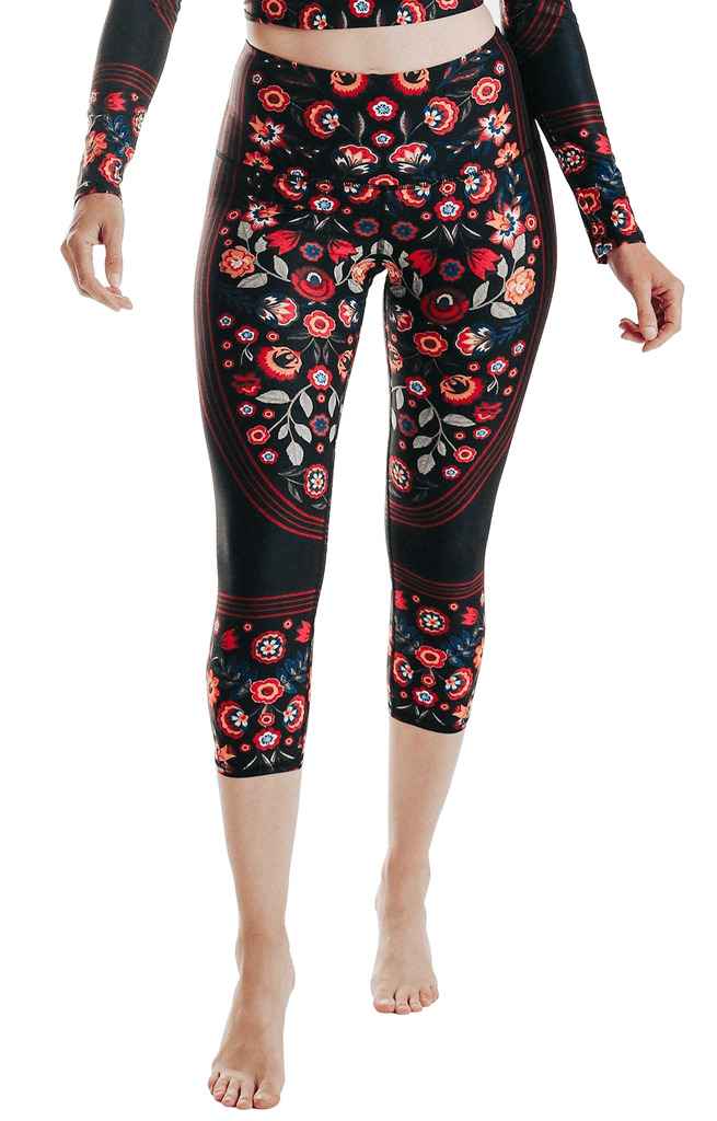 Folklore Printed Yoga Crops front