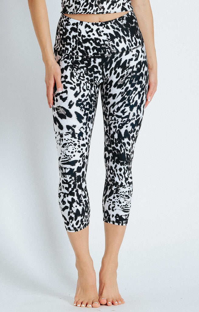Ghost Leopard Printed Yoga Crops Front