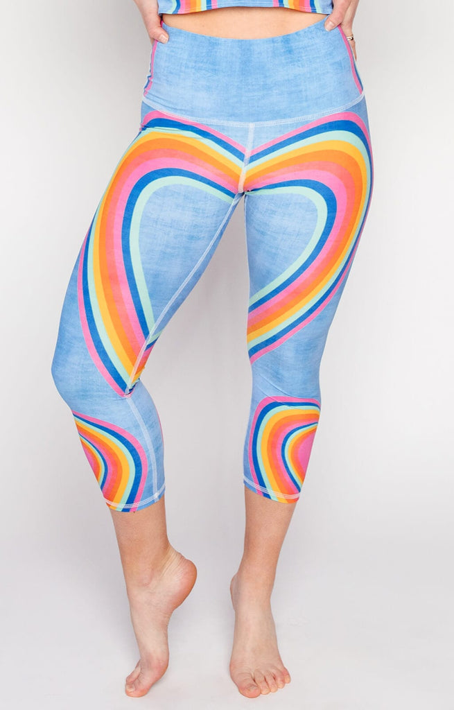 Rainbow Love Printed Yoga Crops front
