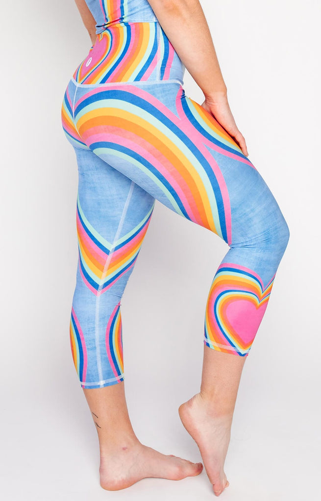 Rainbow Love Printed Yoga Crops right