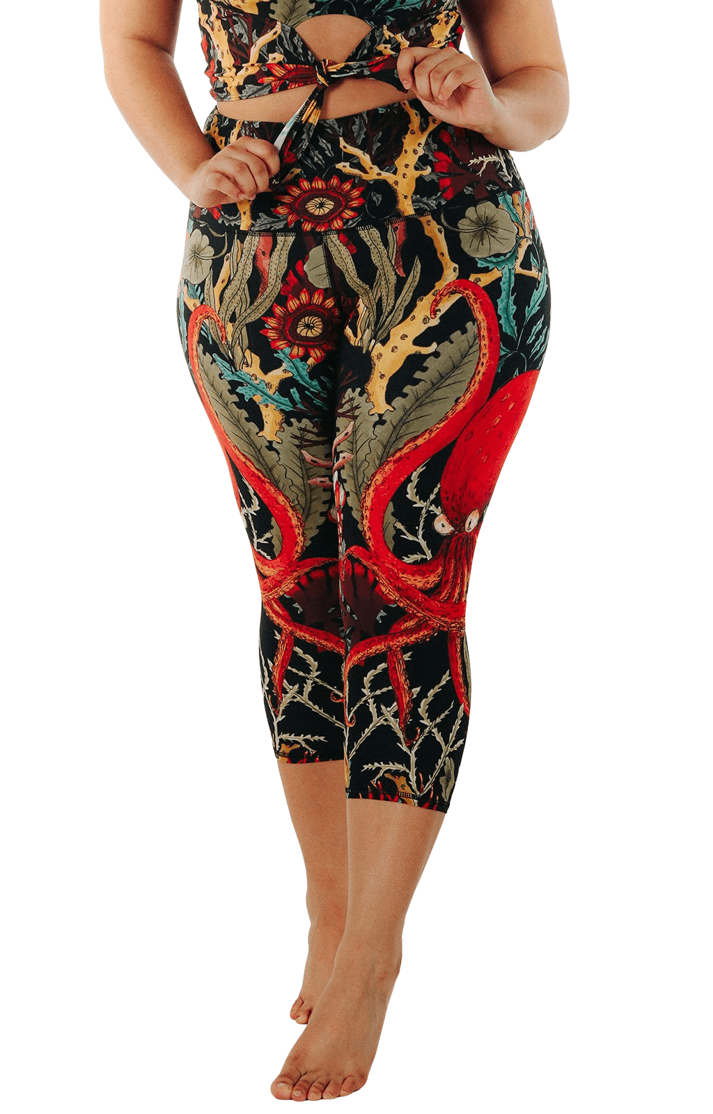 Coral Multi Abstract, Poise 7/8 Printed Leggings