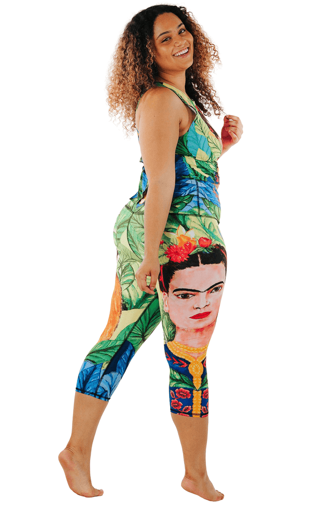 Frida Printed Yoga Crops Plus Side