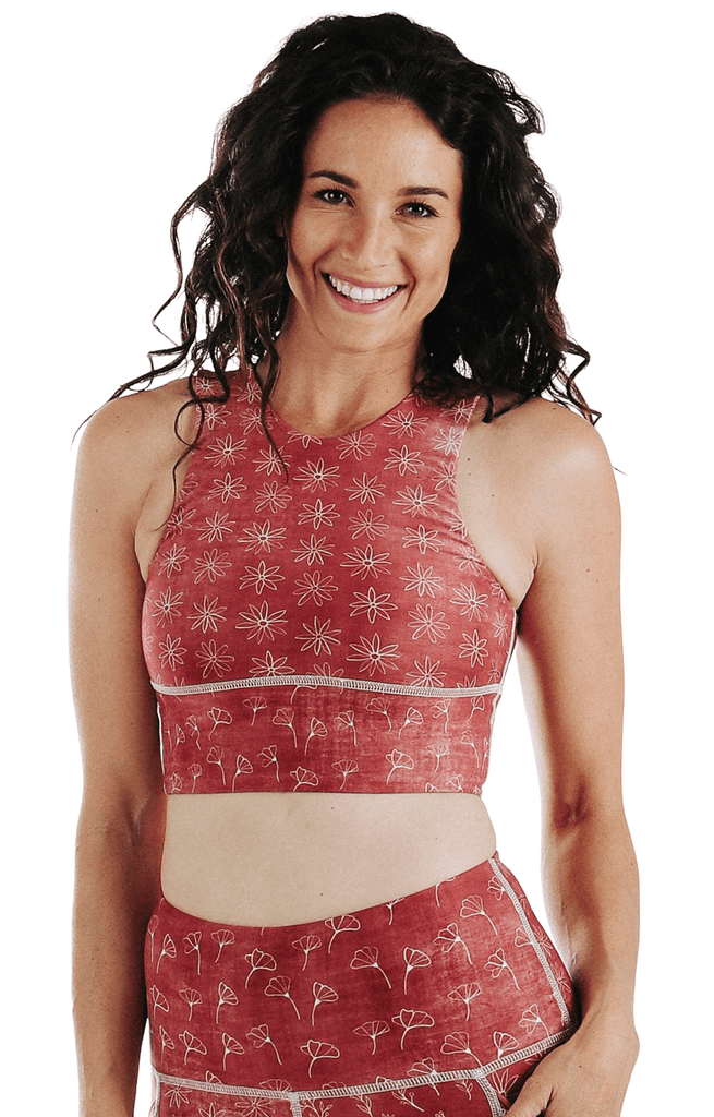 Free Range Sports Bra in Terracotta Time Front View