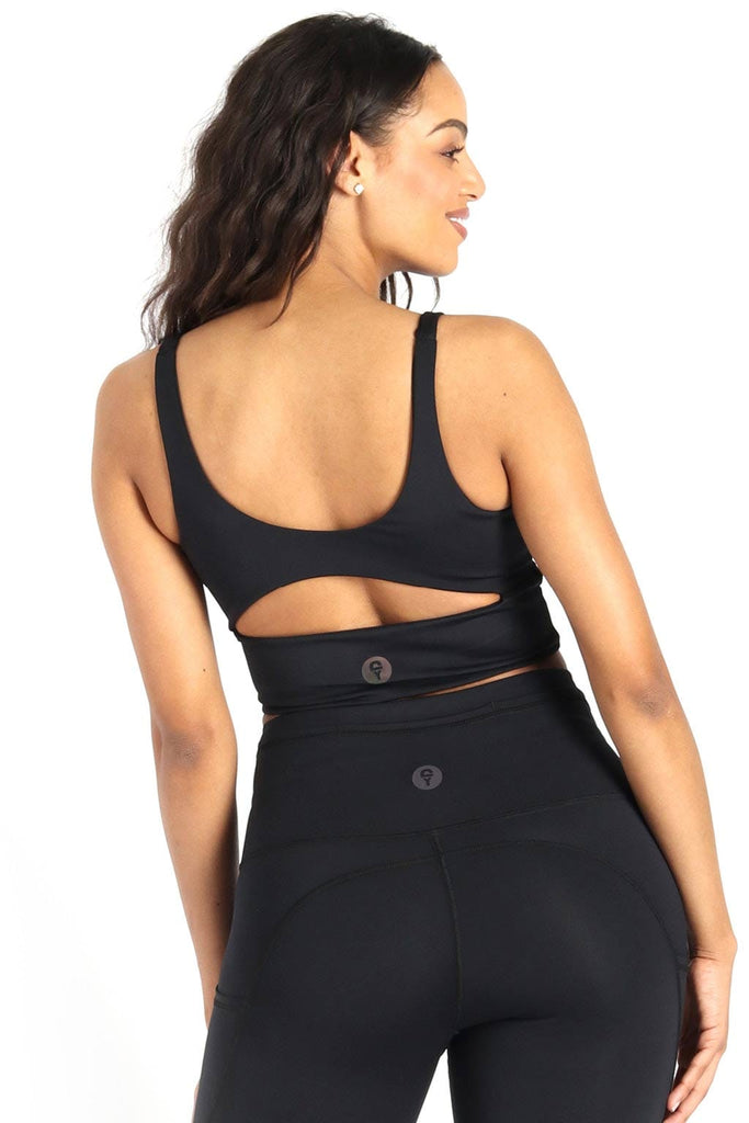 Limitless Sports Bra in Jet Black Close Up of Back
