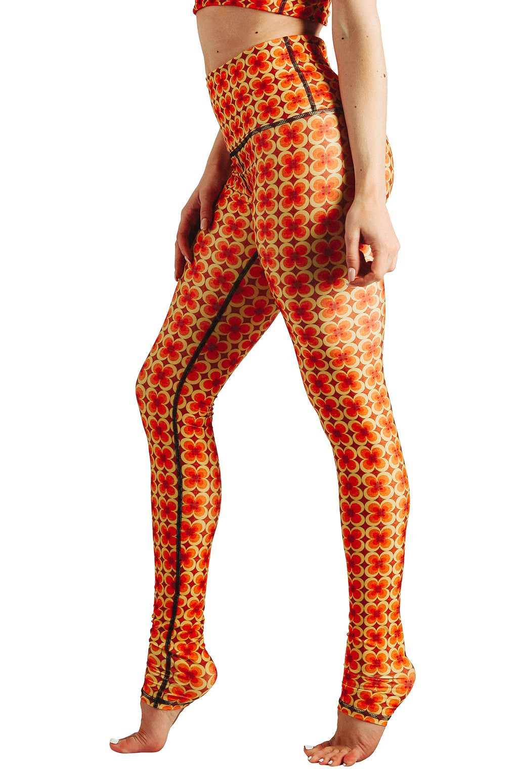 Funky Yoga Leggings Women, Orange Trippy 70s High Waisted Pants Cute P –  Starcove Fashion