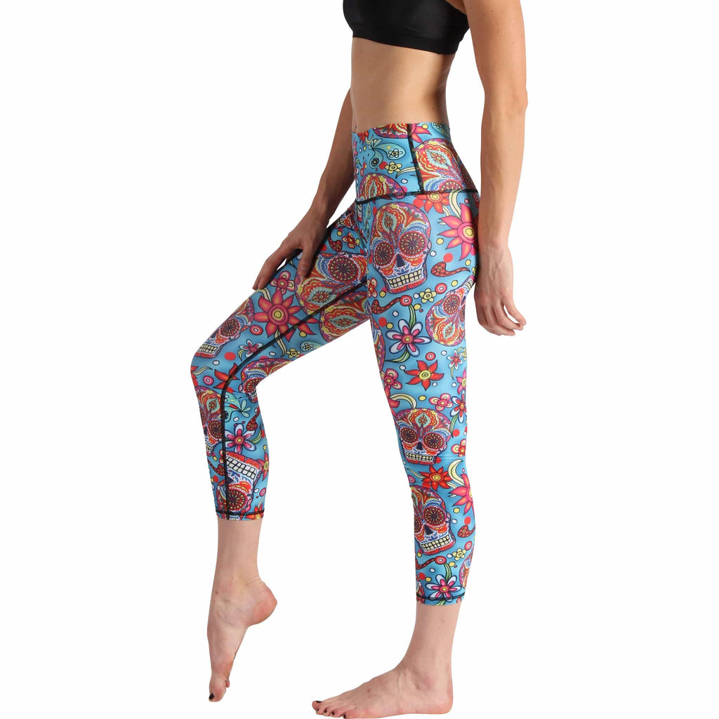 Skull Candy Printed Yoga Crops Left