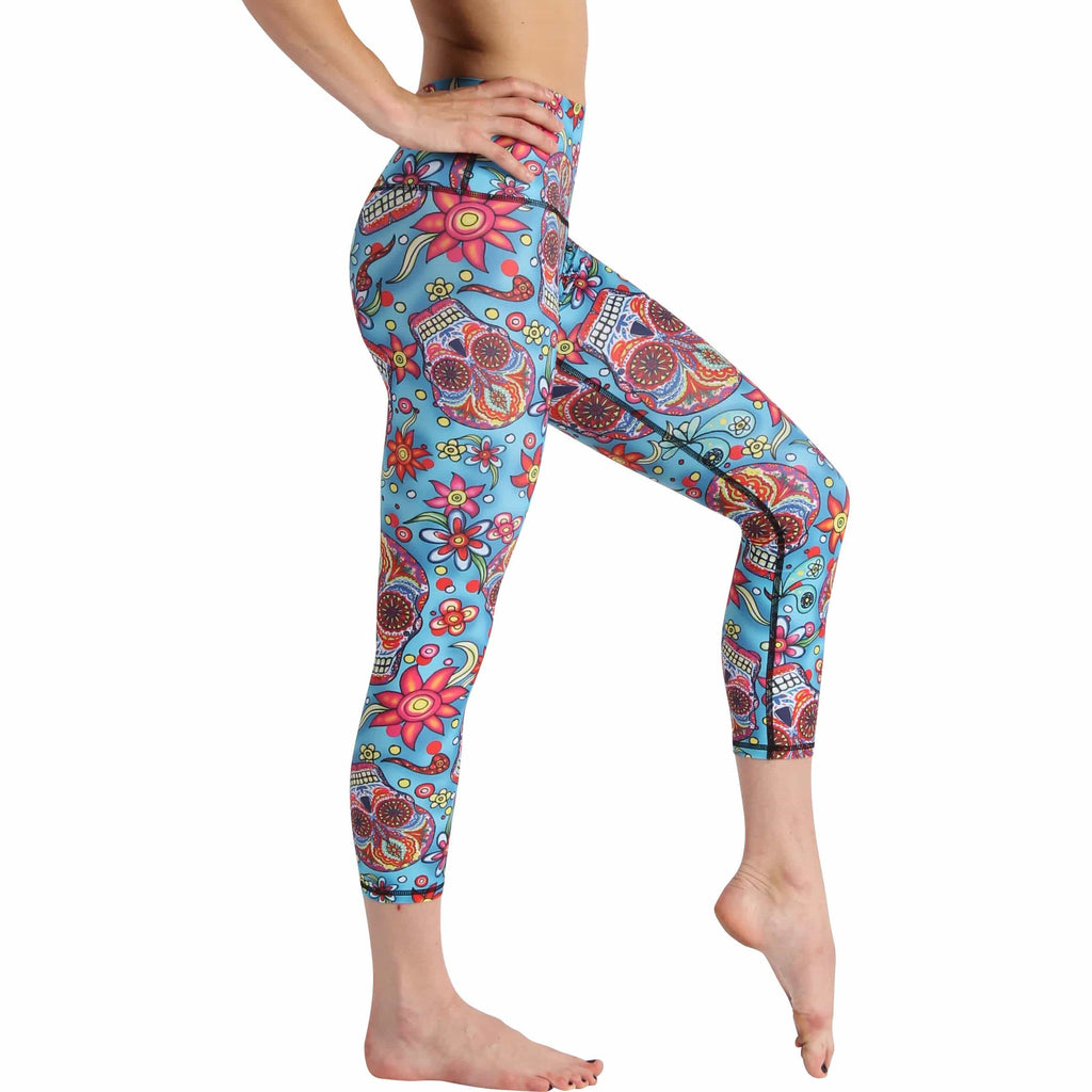 Skull Candy Printed Yoga Crops Right